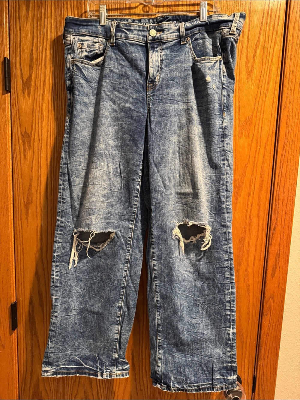 torrid Distressed Medium Blue Wide-Leg Jeans
